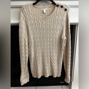 Charter Club Women’s Metallic Cable Sweater Sweet Cream/Beige